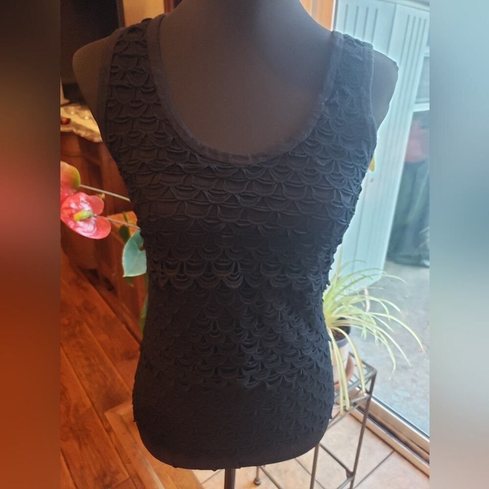 J.Crew Black Scalloped Embroidered Tank Top Scoop Neck 67635 Mens XS